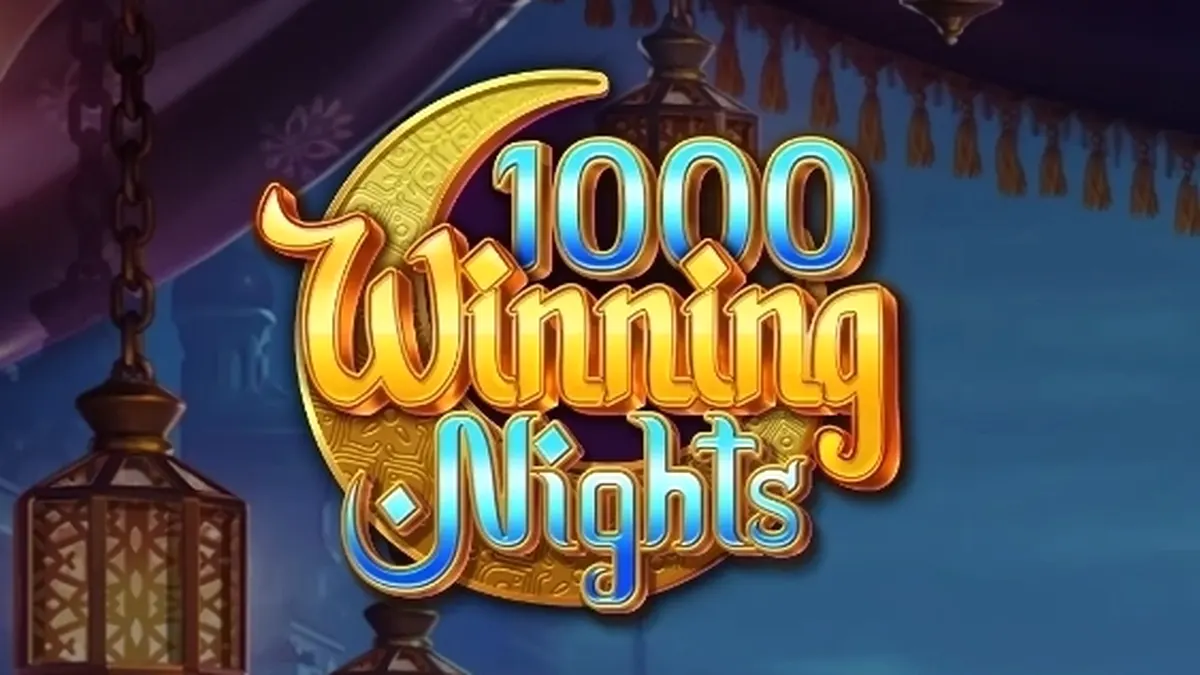 Interface do jogo de slot 1000 Winning Nights com luzes neon vibrantes